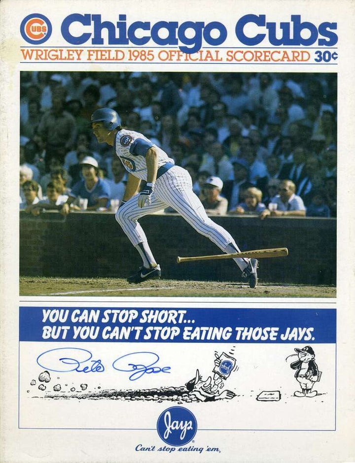 Pete Rose JSA Coa Autograph Hand Signed 1985 Reds Cubs Ties Ty Cobb Hits Record