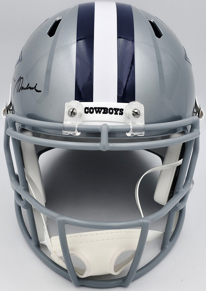 Roger Staubach Signed Cowboys Silver Full Size Speed Replica Helmet Beckett Wit