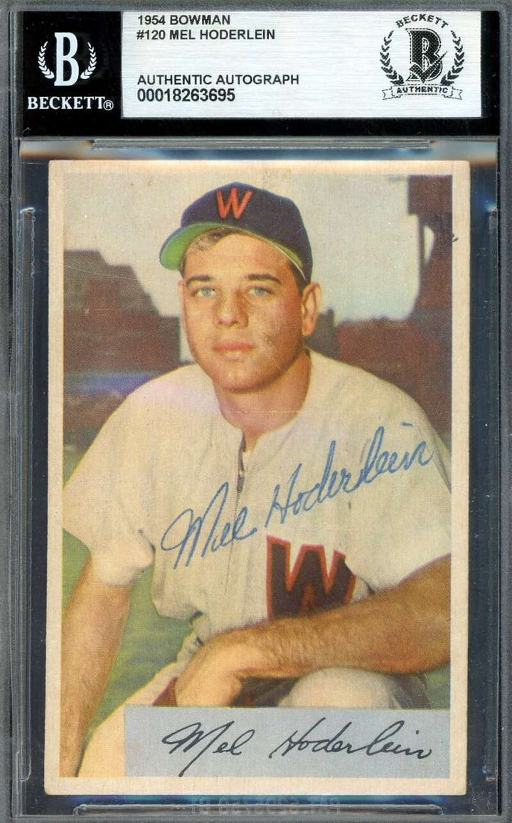 Mel Hoderlein Beckett BAS Signed 1954 Bowman Autographed