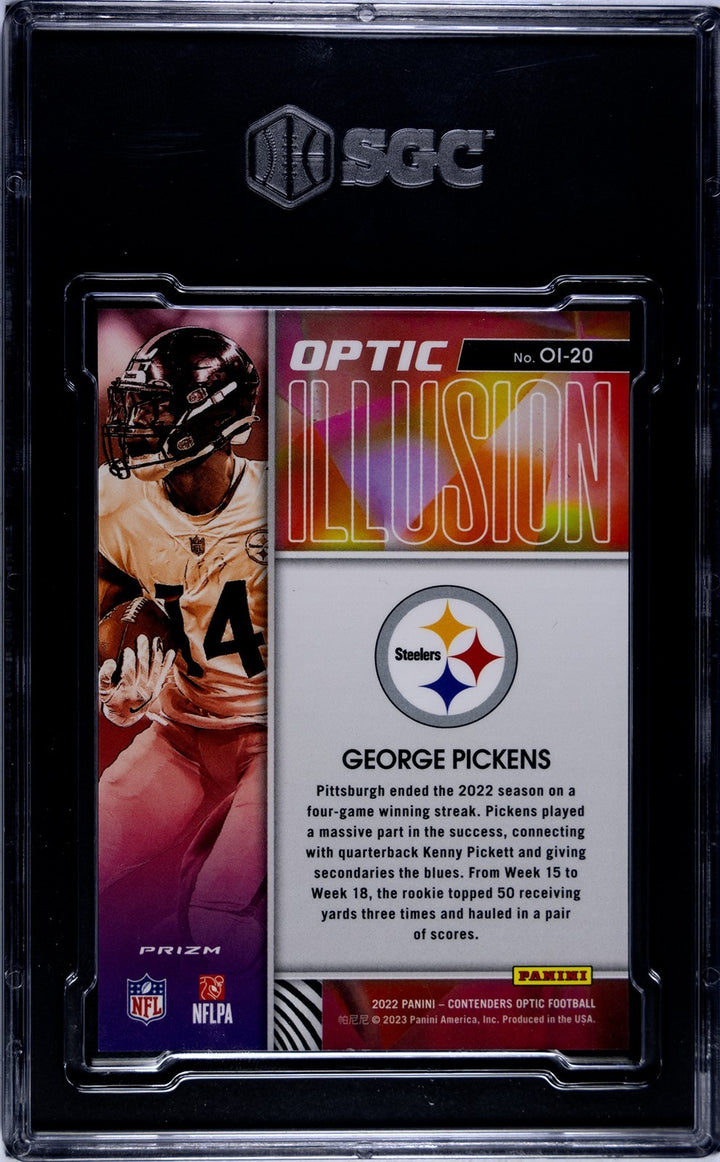 George Pickens 2022 Contenders Optic Illusion RC Card #OI-20- SGC Graded 9 Mint