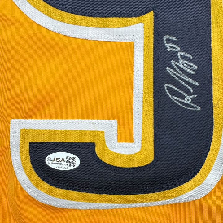 Autographed/Signed Roman Josi Nashville Yellow Hockey Jersey JSA COA