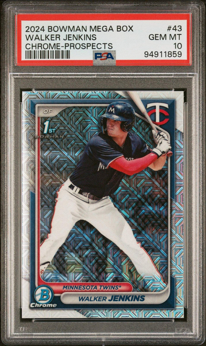 Graded 2024 Topps Bowman Mega Box Walker Jenkins #43 Rookie Baseball Card PSA 10