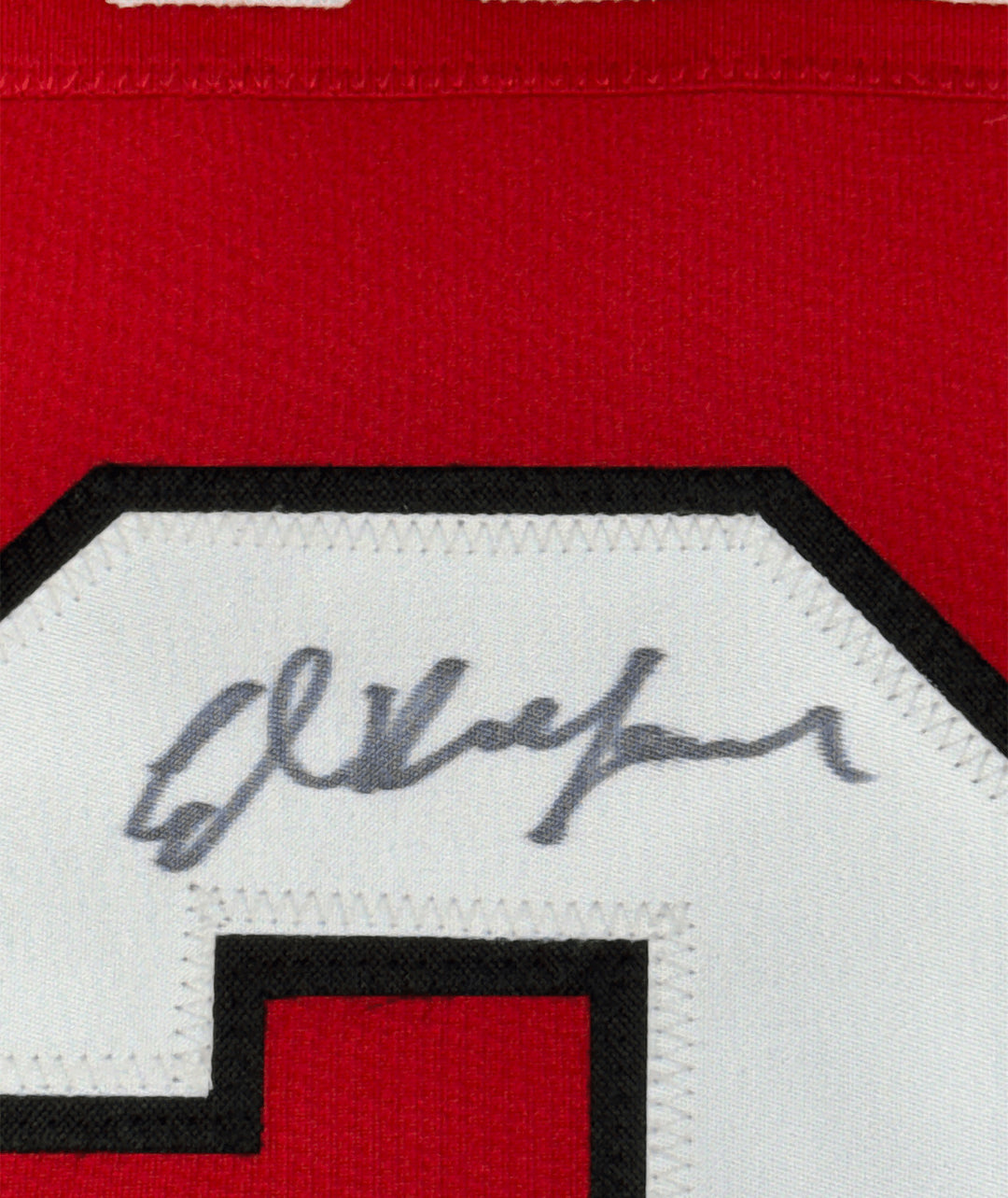 Framed Autographed/Signed Ed Belfour 35x39 Chicago Red Jersey JSA COA