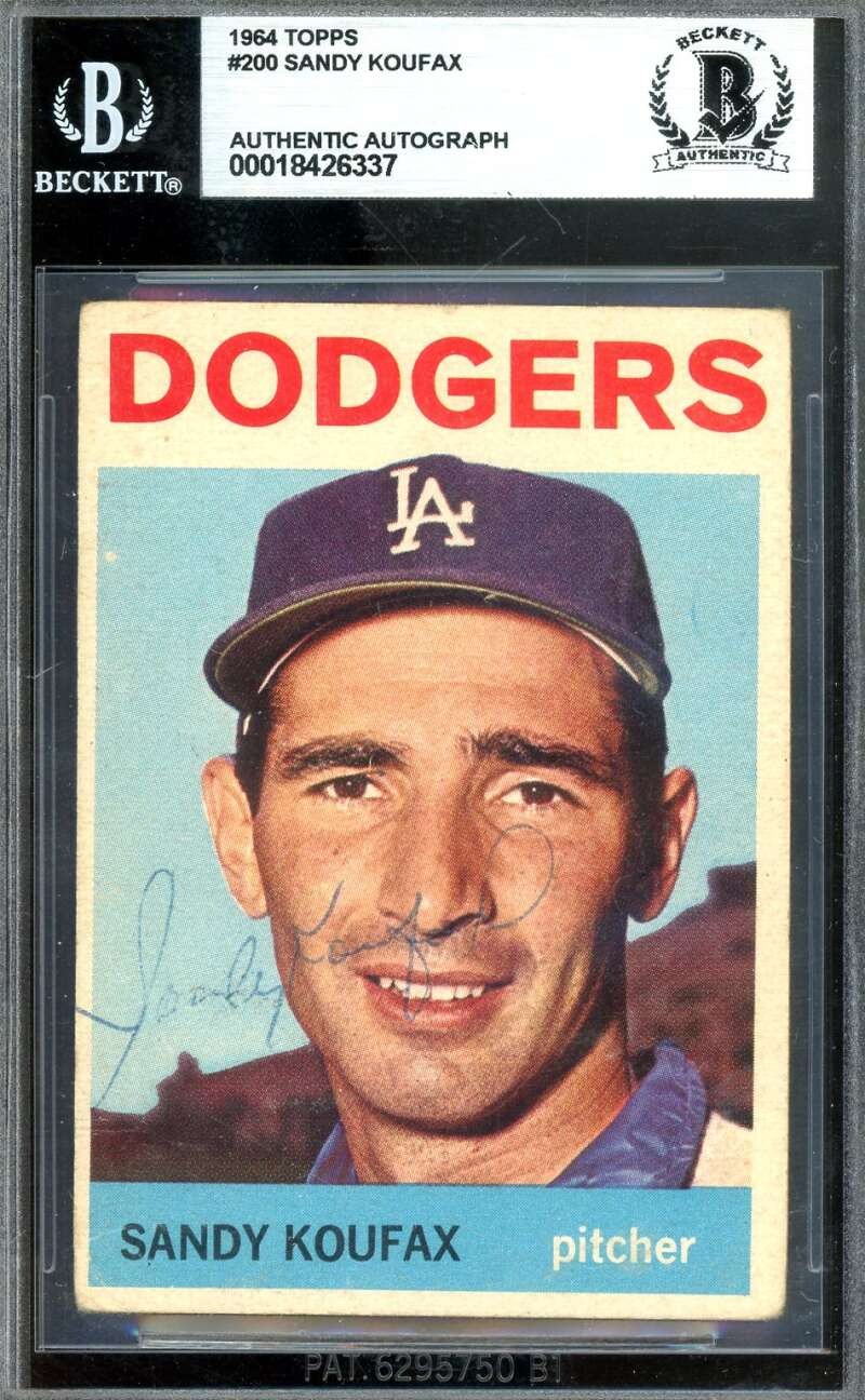 Sandy Koufax Beckett BAS Vintage Signed 1964 Topps Autograph