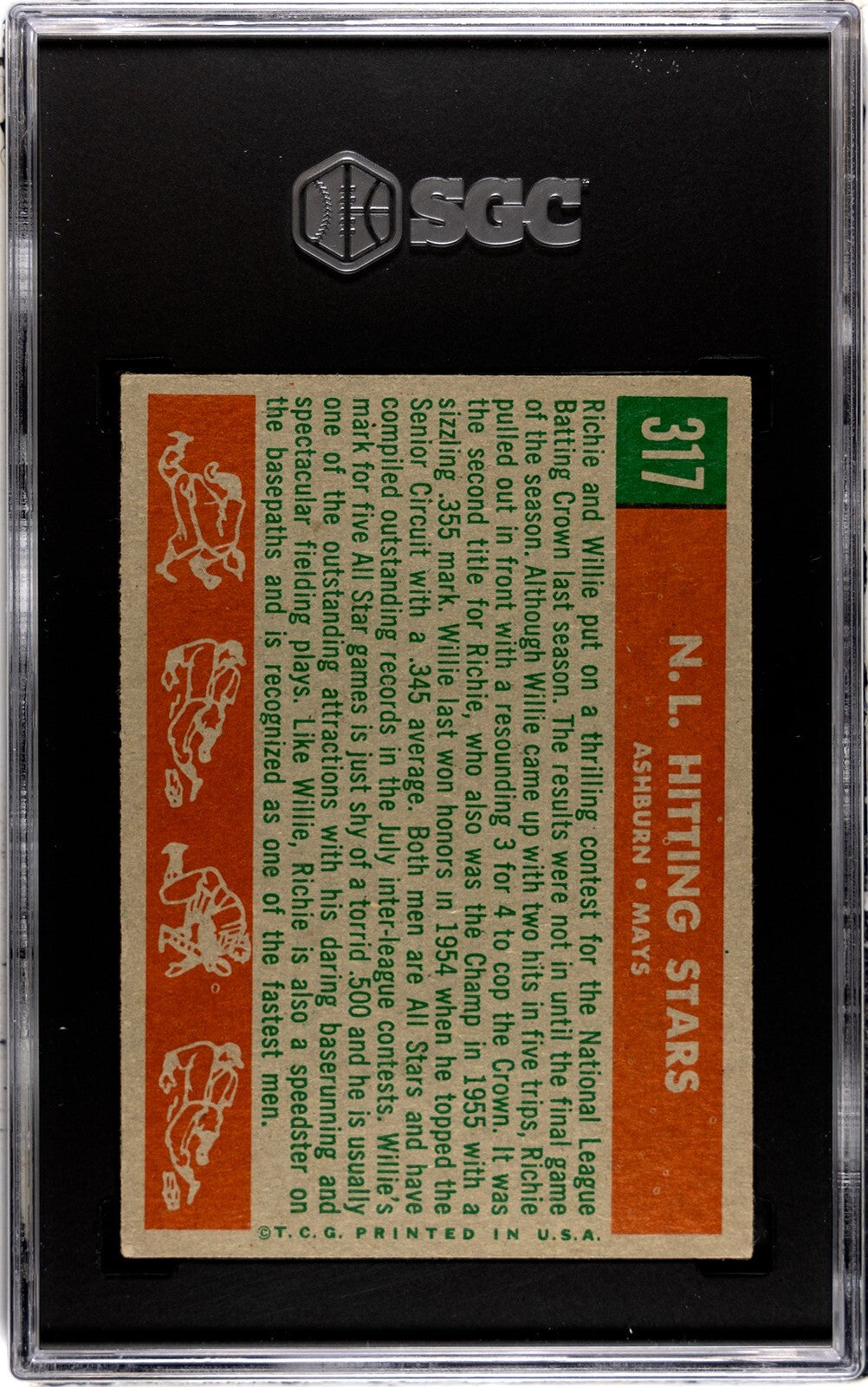 Willie Mays 1959 Topps NL Hitting Kings Baseball Card #463- SGC Graded 4 VG-EX