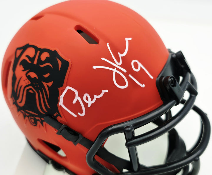 Bernie Kosar Signed Cleveland Browns Rave Orange Speed Mini Helmet JSA Witness