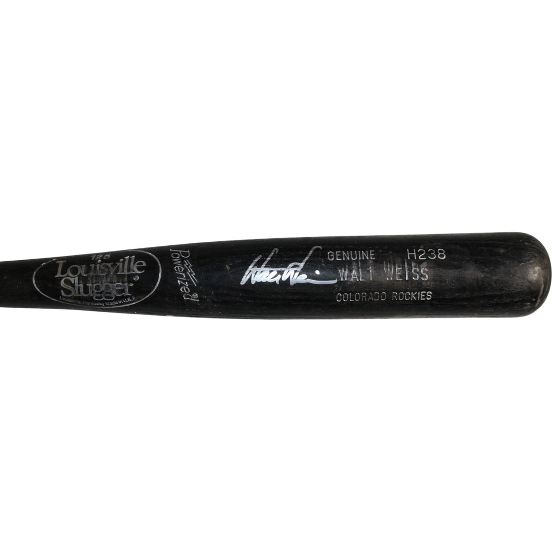Walt Weiss Autographed Colorado Rockies Game Used LS Broken Black Bat 53926