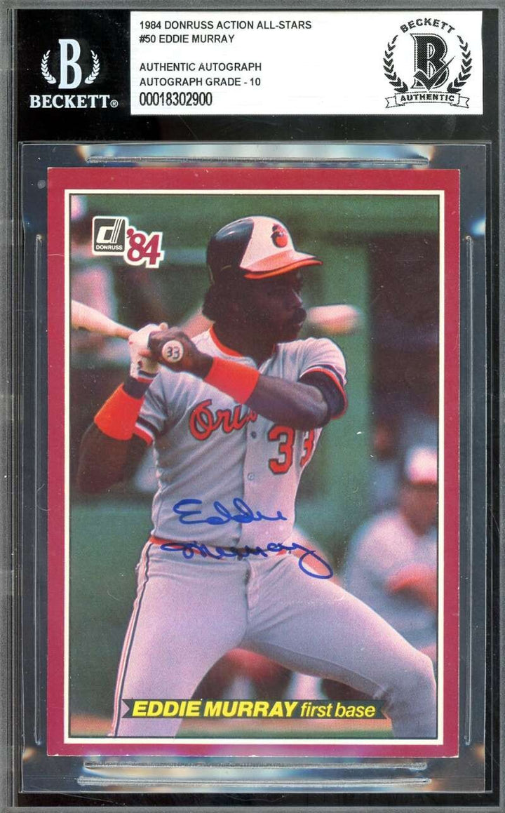 Eddie Murray Gem Mint 10 Beckett BAS Signed 1984 Donruss Action All Stars Auto