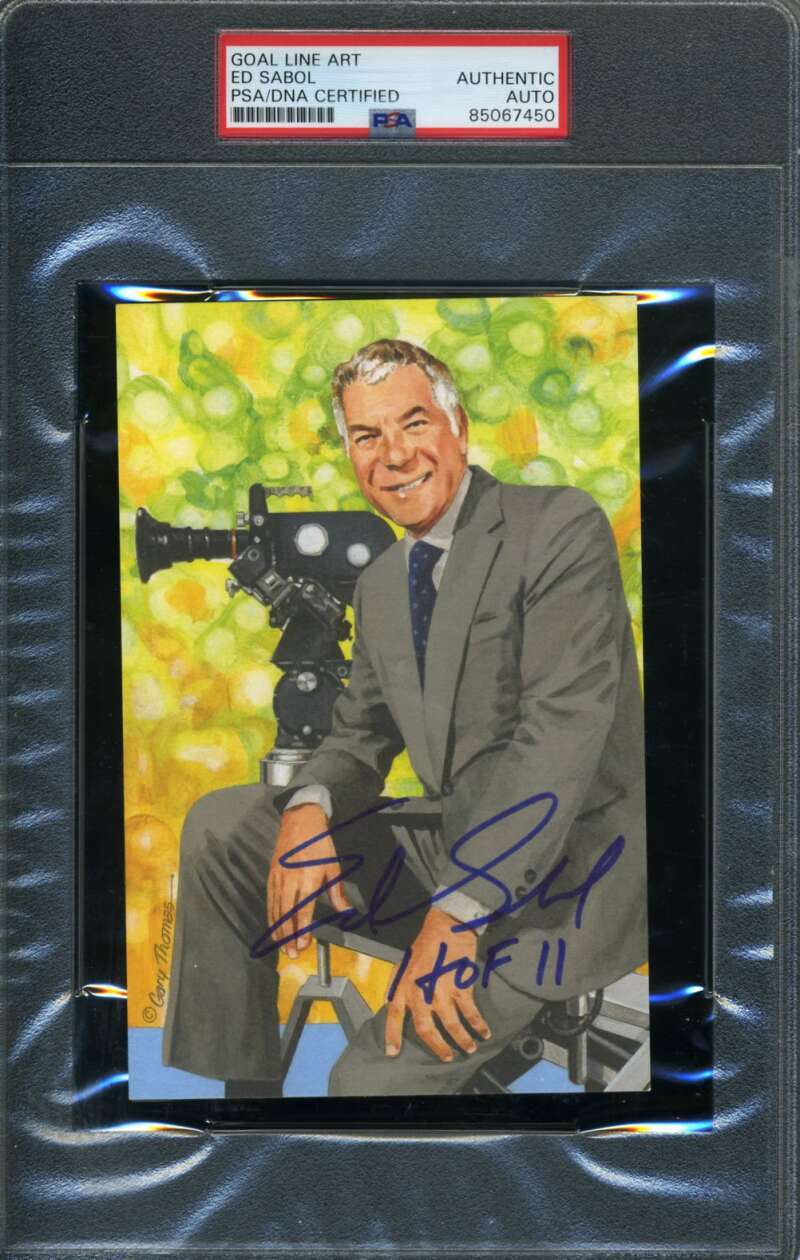 Ed Sabol PSA DNA Signed Goal Line Art Card GLAC HOF 11 Autograph