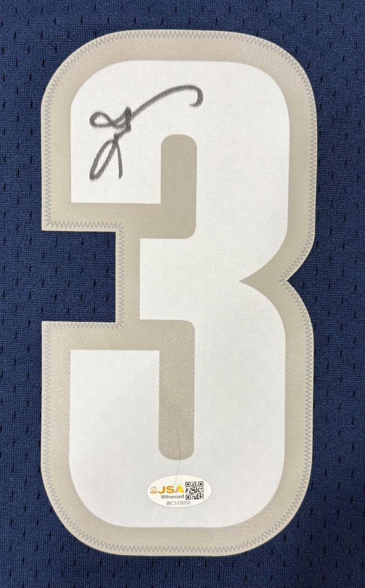 Allen Iverson Signed Georgetown Hoyas 95/96 Navy M&N College Vault Jersey JSA QR