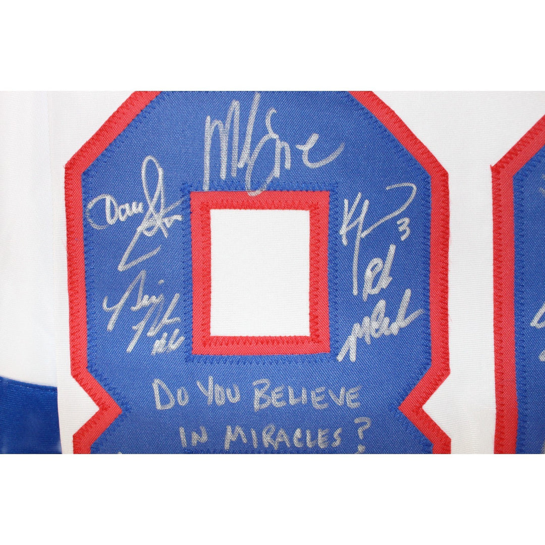 1980 USA Hockey 18 Autos Craig Eruzione Broten Signed White Jersey Beckett 53866