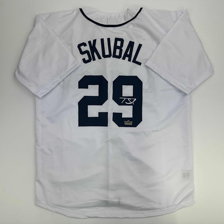 Facsimile Autographed Tarik Skubal Detroit White Reprint Jersey Size Men's XL