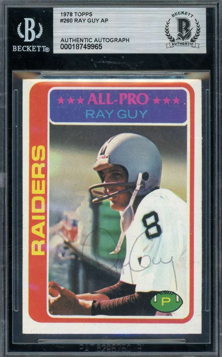 Ray Guy Beckett BAS Vintage Signed 1978 Topps Autograph Raiders