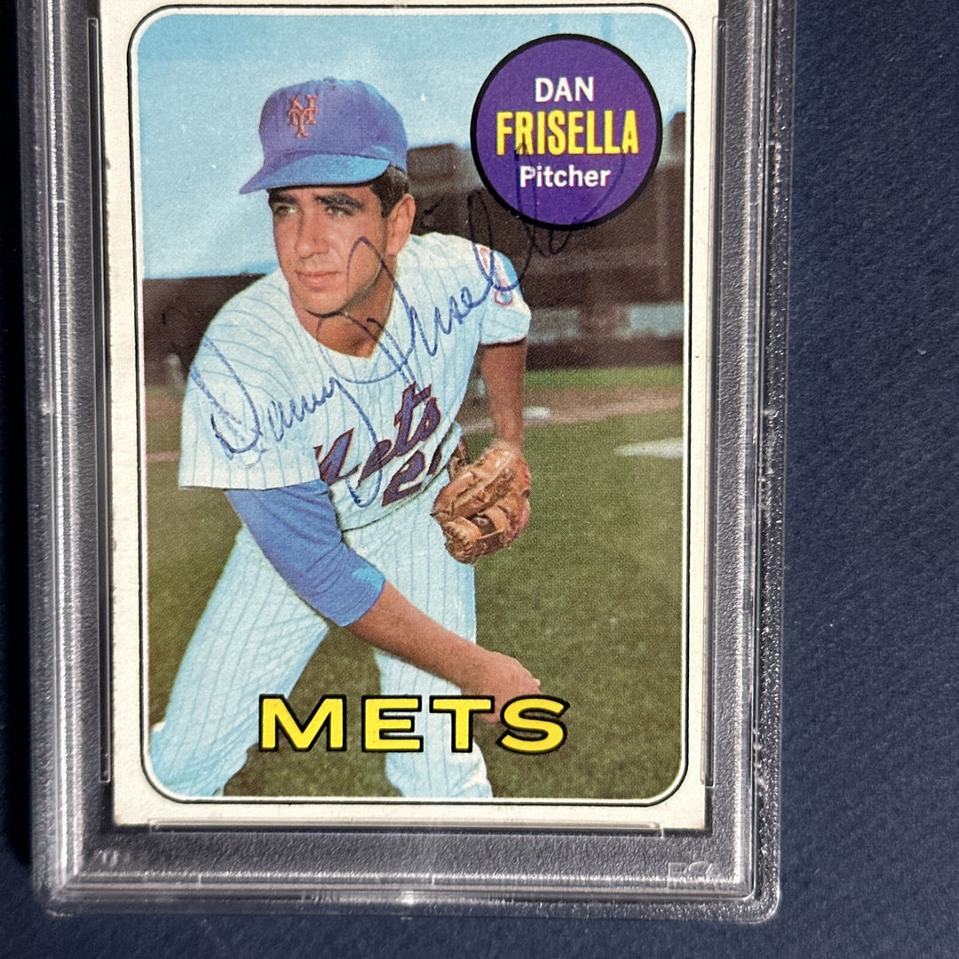 1969 Topps Dan Danny Frisella #343 Signed  Mets World Series RARE Auto Psa Coa