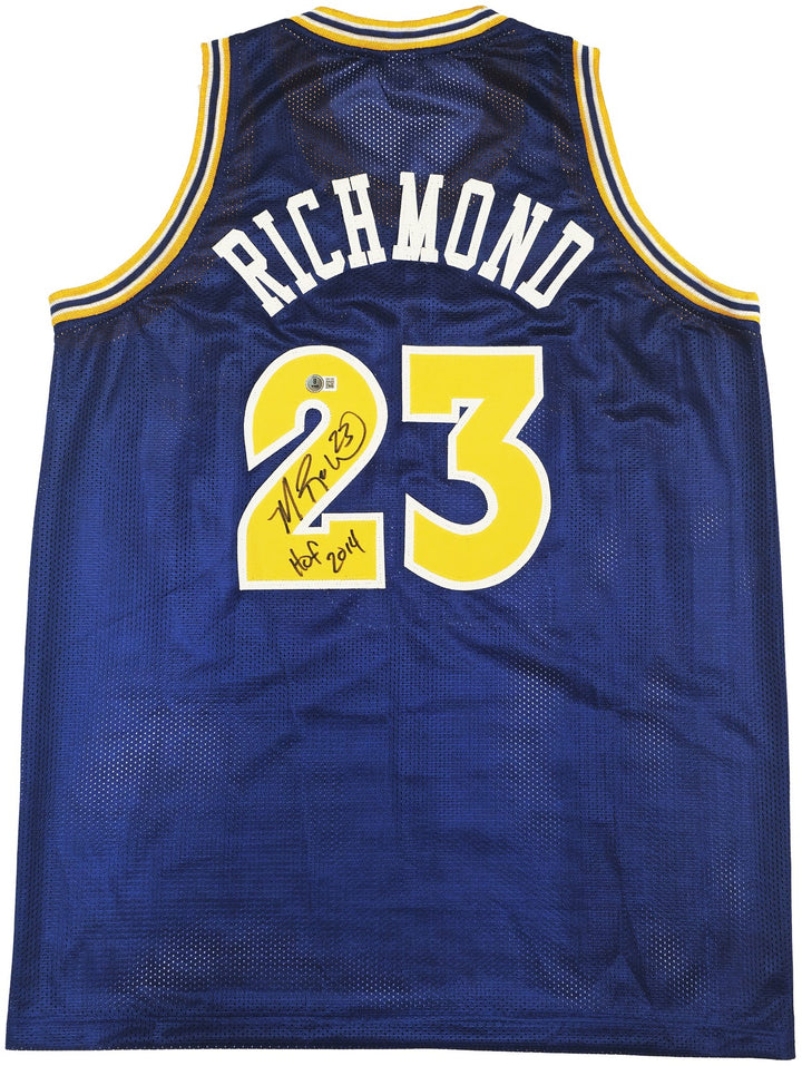 Golden State Warriors Mitch Richmond Signed Blue Jersey "HOF 2014" Beckett Wit