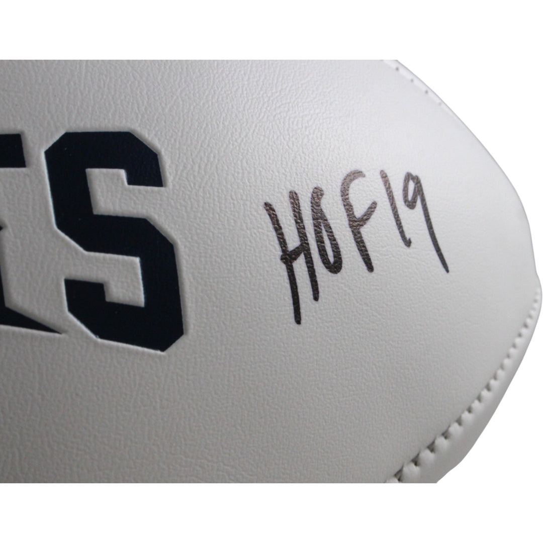 Ty Law Autographed/Signed New England Patriots Logo Football HOF Beckett 54298
