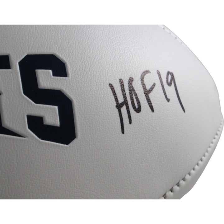 Ty Law Autographed/Signed New England Patriots Logo Football HOF Beckett 54298