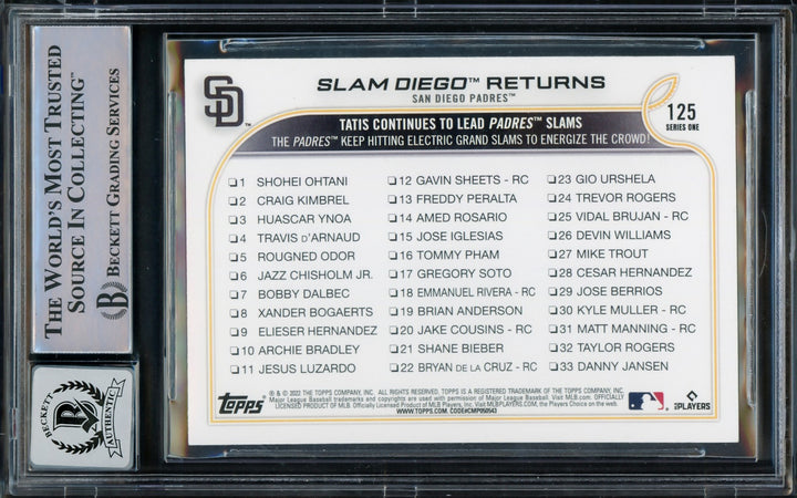 Fernando Tatis Jr. Signed 2022 Topps Card 125 Padres Auto GM 10 Beckett