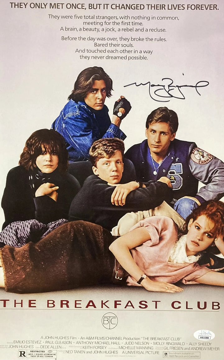 Molly Ringwald Top Signed 11x17 The Breakfast Club Movie Poster Photo JSA ITP