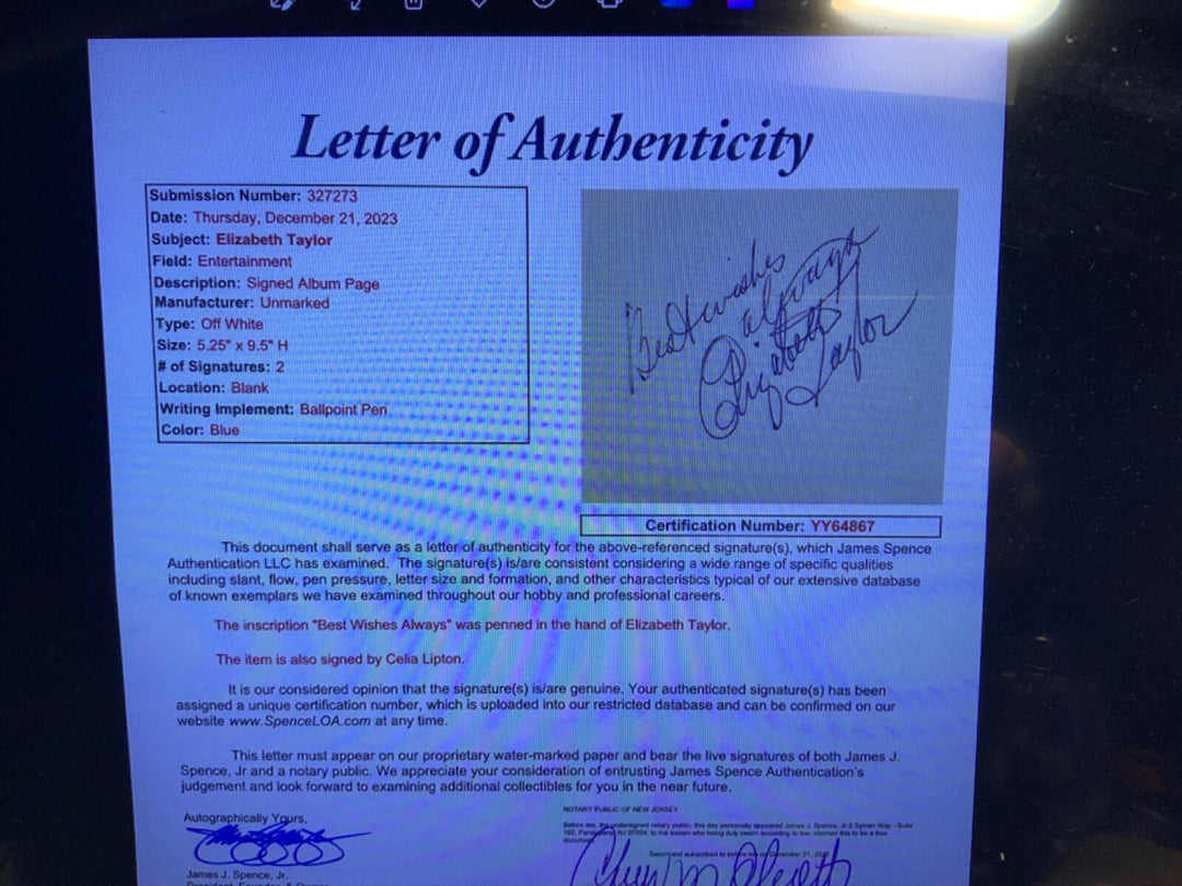 Elizabeth Taylor JSA LOA Signed 1951 Album Page Finest Example Autograph
