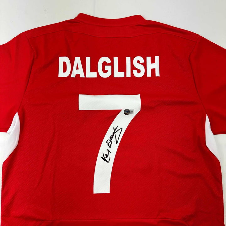 Autographed/Signed Kenny Dalglish Liverpool Red Carlsberg Jersey Beckett