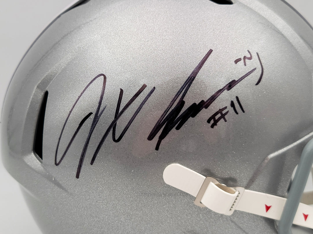 Jaxon Smith-Njigba Auto Ohio State Buckeyes Silver Full Size Rep Speed Helmet