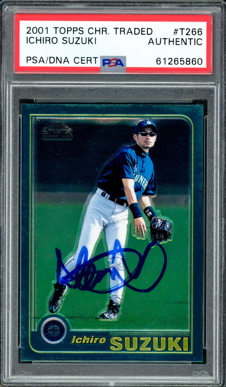 Ichiro Suzuki Signed 2001 Topps Chrome Traded RC T266 Seattle Mariners PSA/DNA