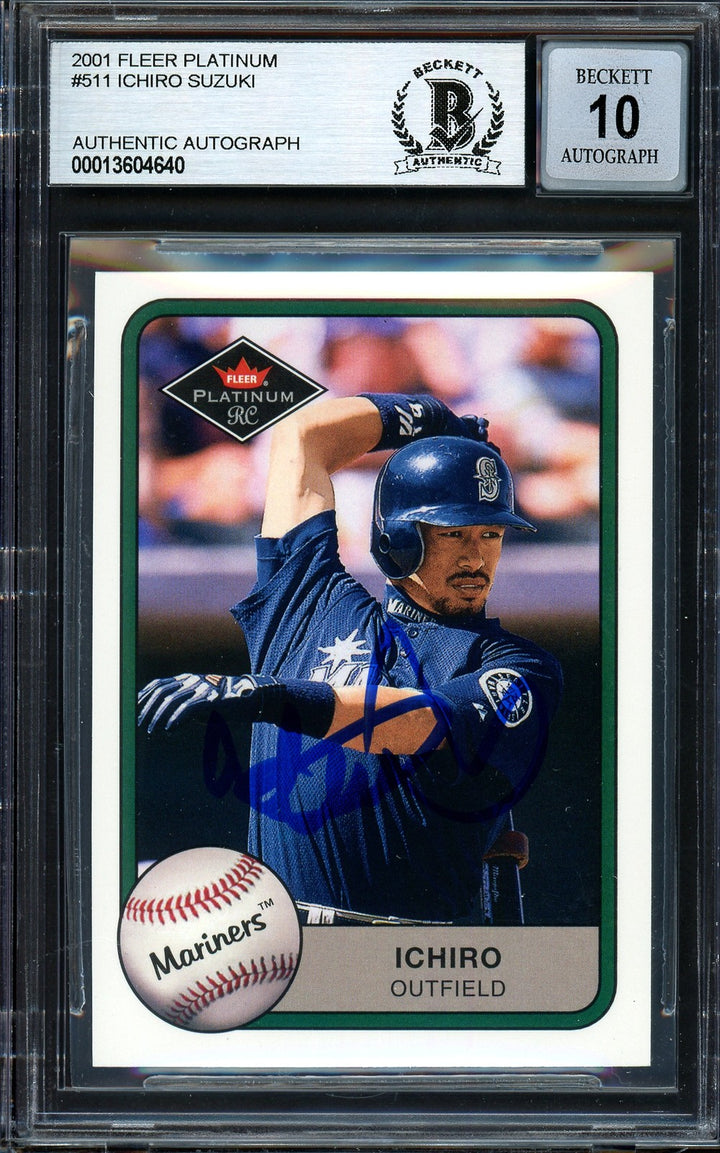 Ichiro Suzuki Auto Signed 2001 Fleer Platinum RC 511 Mariners Auto GM 10 Beckett