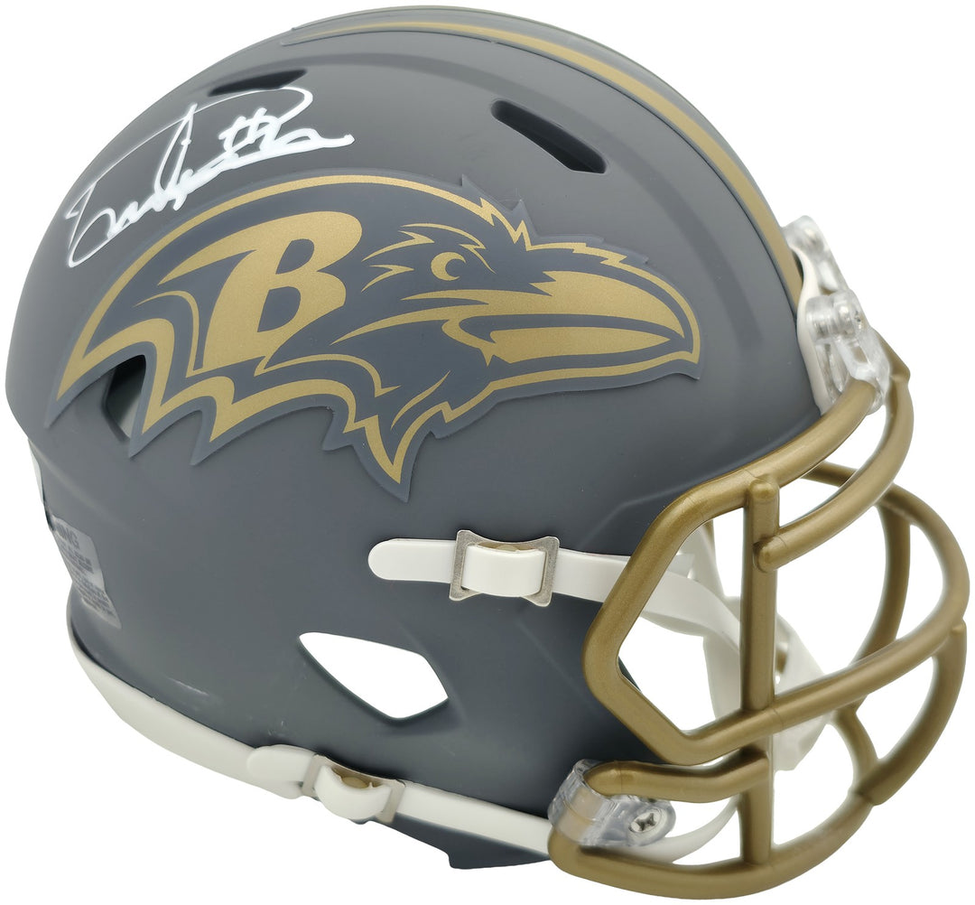 Derrick Henry Signed Ravens Slate Gray Speed Mini Helmet Beckett Witness