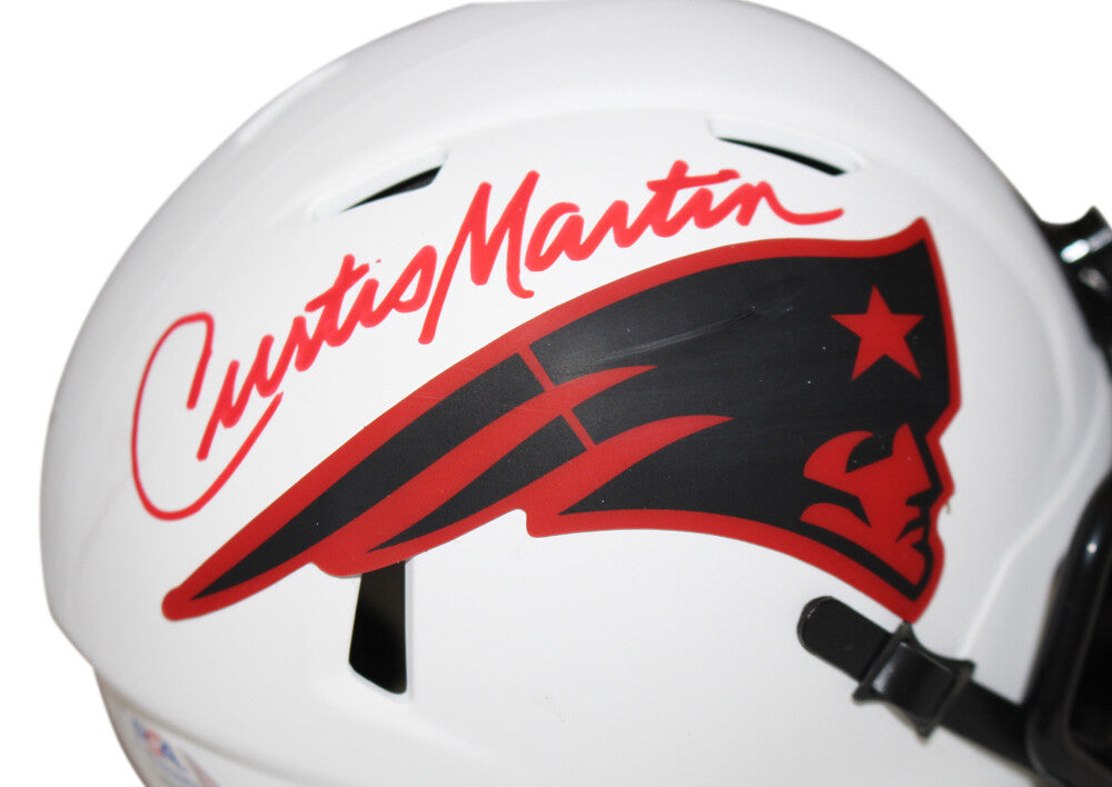 Curtis Martin Autographed New England Patriots Lunar Mini Helmet PSA 37031