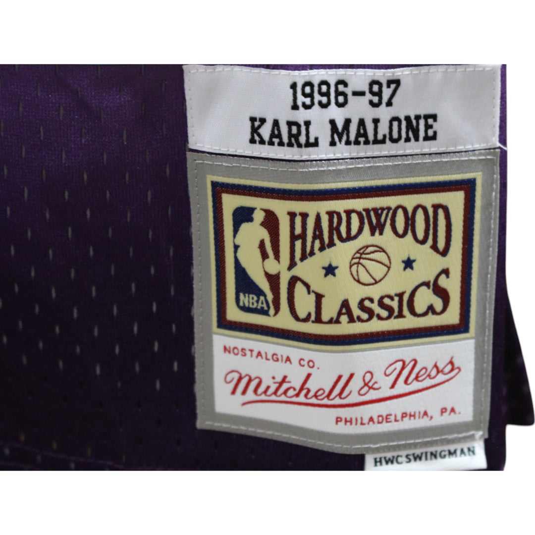 Karl Malone Autographed Utah Jazz Purple M&N Swingman Sz L Jersey Beckett 49288