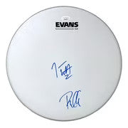 Joe Elliott Phil Collen Def Leppard Signed 13" Flt White Evans Drum Head JSA ITP