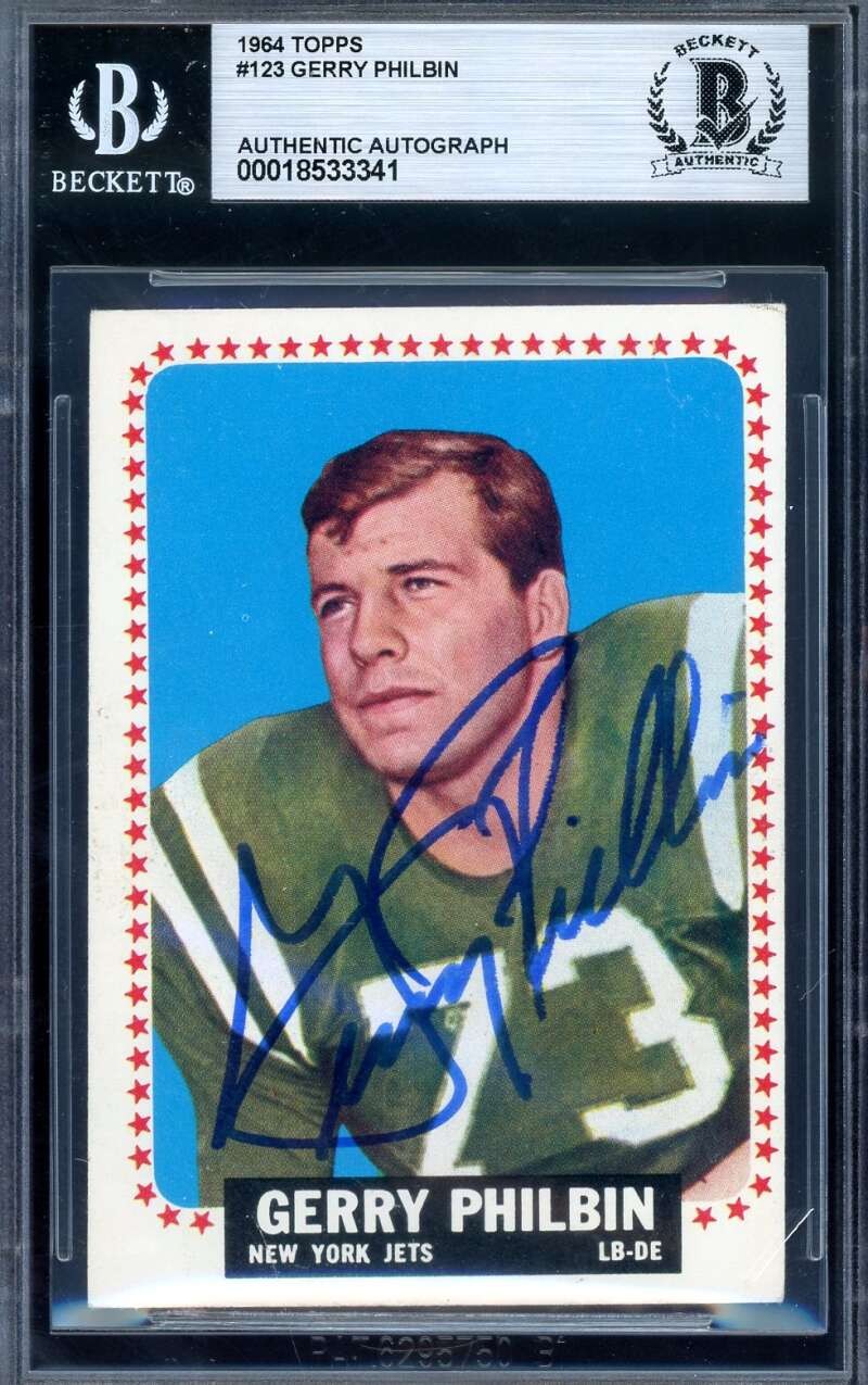 Gerry Philbin Beckett BAS Signed 1964 Topps Rookie Autograph