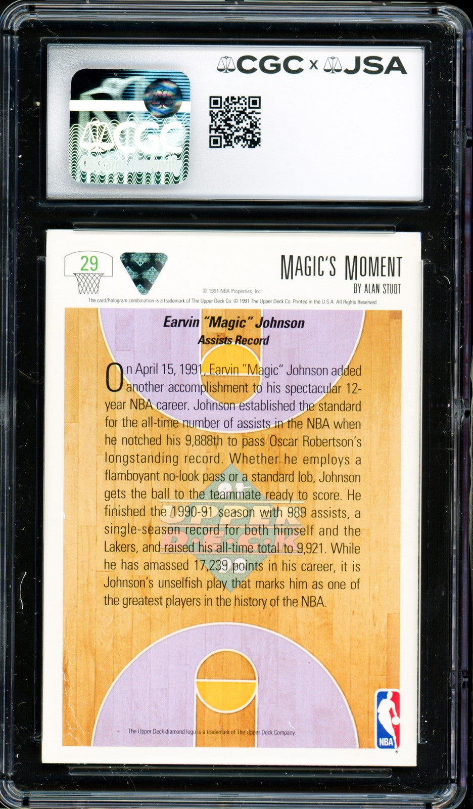 Magic Johnson Signed 1991-92 Upper Deck Card #29 Lakers Sig GM 10 CGC x JSA