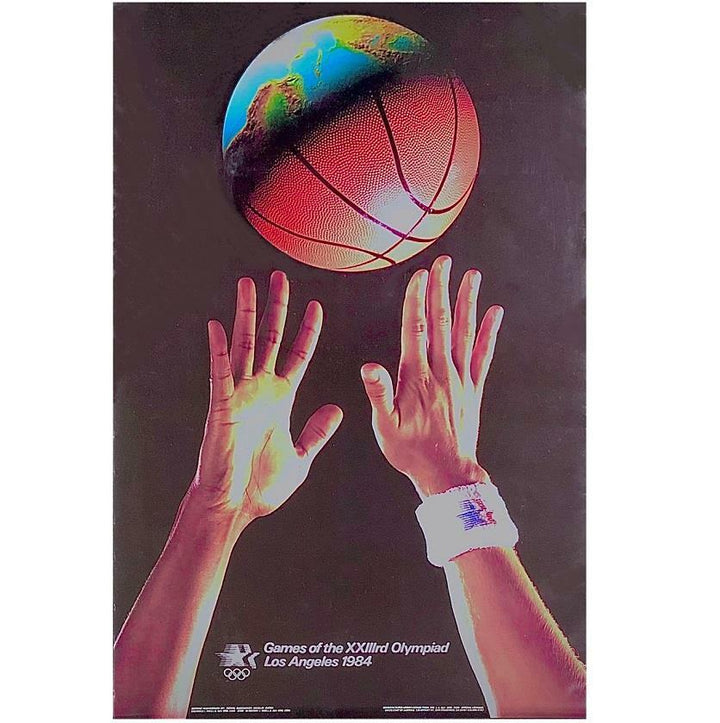 original 1984 Los Angeles LA Olympic Games 22x34 Basketball poster New MJ debut