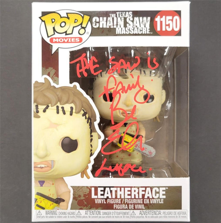 Bob Elmore autograph signed Leatherface Funko Pop Inscription ~ BAS Witness Holo