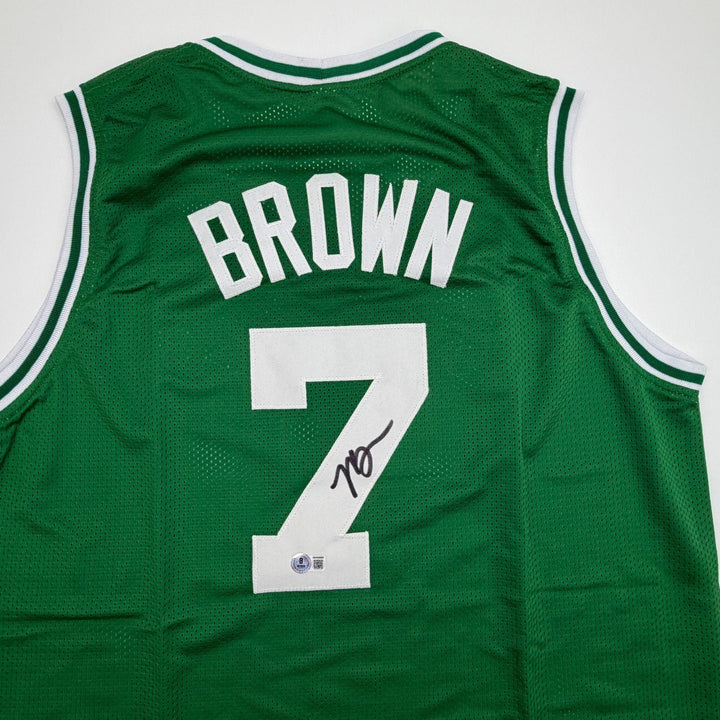 Autographed/Signed Jaylen Brown Boston Green Basketball Jersey Beckett COA