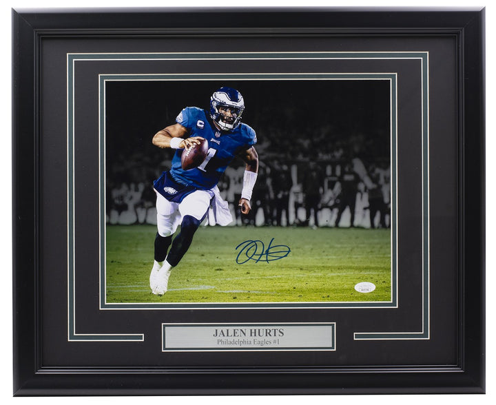 Jalen Hurts Signed Framed Philadelphia Eagles 11x14 Football Photo JSA