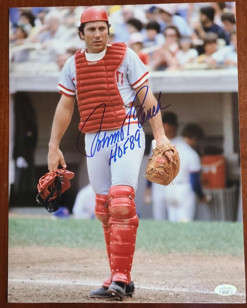 Johnny Bench JSA Cert Signed  11x14 Photo HOF 89 Autograph