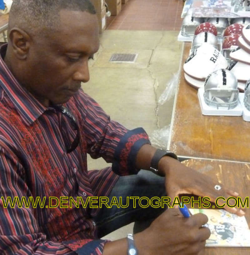 Tim Brown Autographed/Signed Oakland Raiders Goal Line Art Card Blue 10698