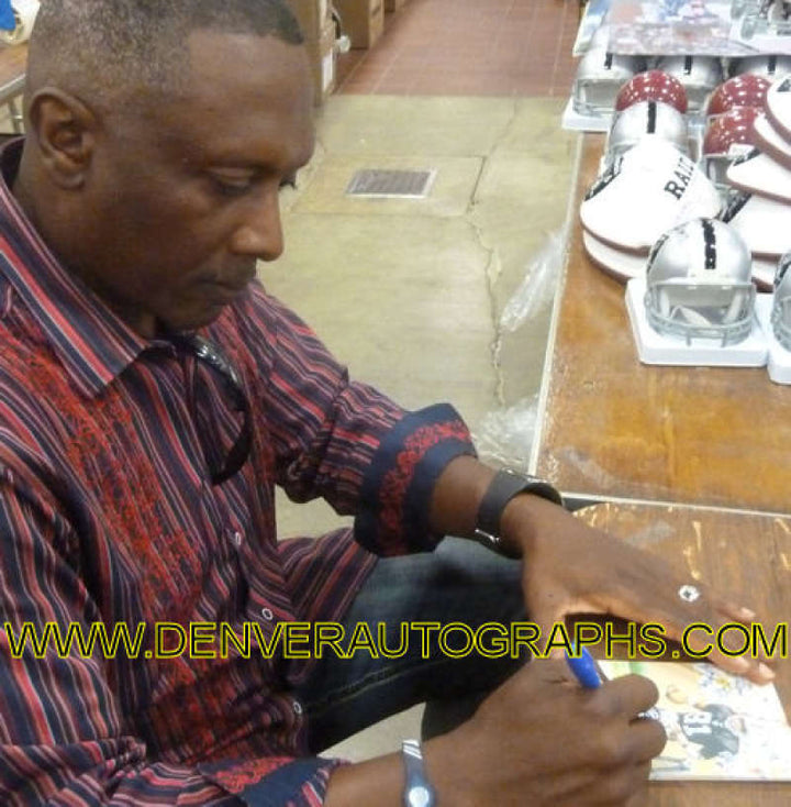 Tim Brown Autographed/Signed Oakland Raiders Goal Line Art Card Blue 10698