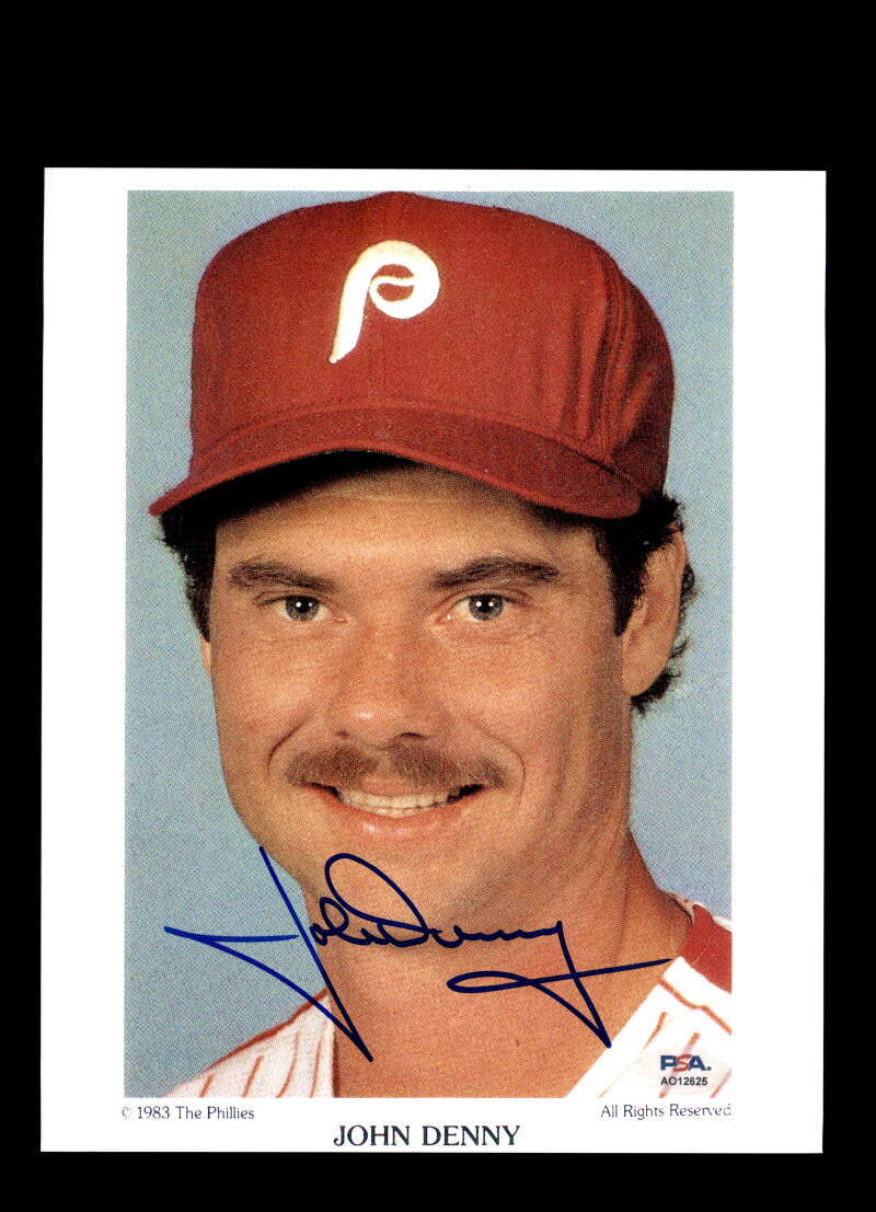 John Denny PSA DNA Signed 8x10 Photo Autograph Phillies