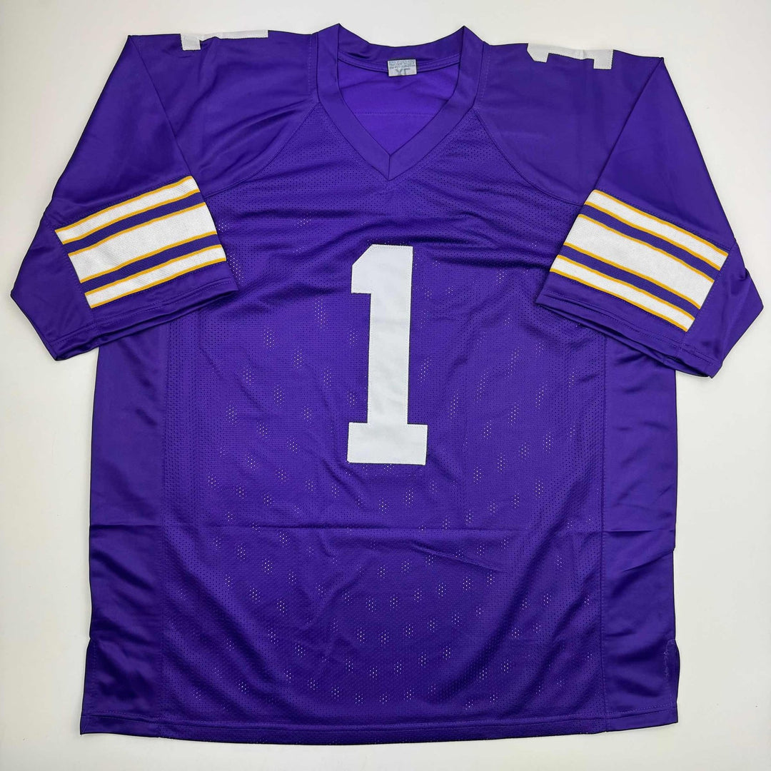 Autographed/Signed Warren Moon HOF 06 Minnesota Purple Jersey Beckett COA
