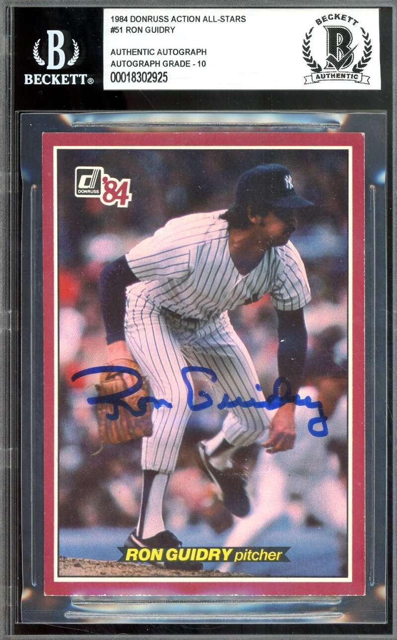 Ron Guidry Gem Mint 10 Beckett BAS Signed 1984 Donruss Action All Stars