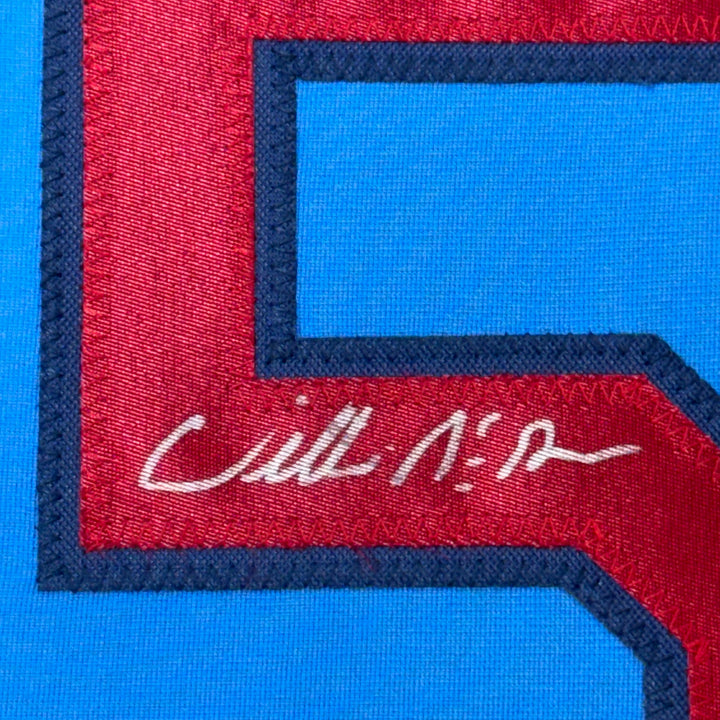 FRAMED Autographed/Signed WILLIE MCGEE 33x42 St. Louis Blue Jersey JSA COA Auto