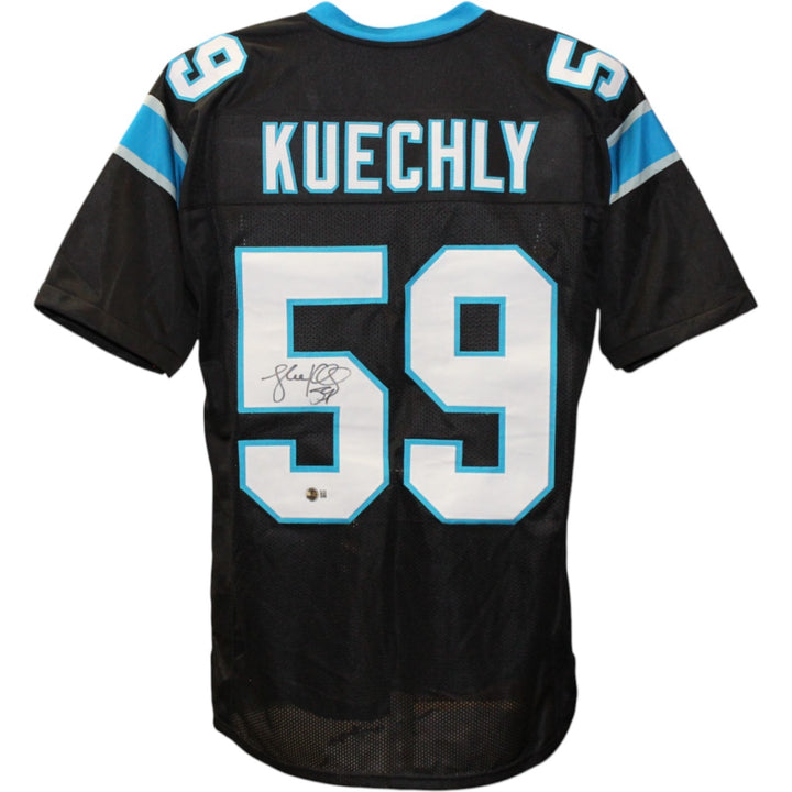 Luke Kuechly Autographed/Signed Pro Style XL Black Jersey Beckett Witness 20509