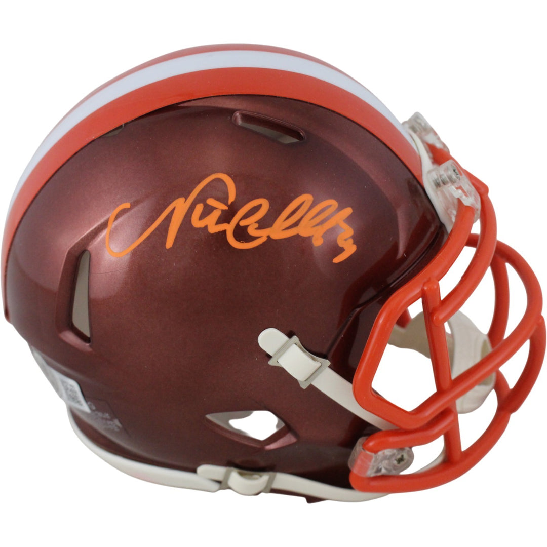 Nick Chubb Autographed Cleveland Browns Flash Mini Helmet Beckett 53605