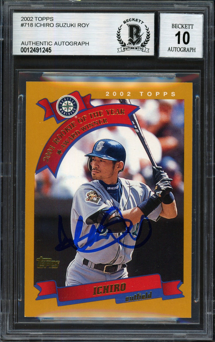 Ichiro Suzuki Signed 2002 Topps Card 718 Mariners Auto 10 Beckett #12491245