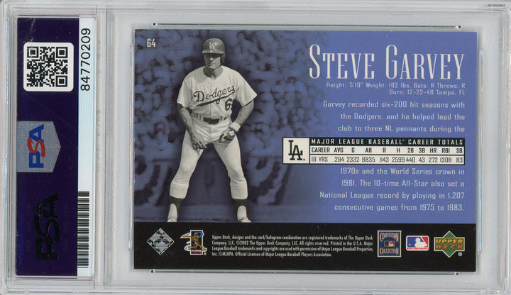 2002 Upper Deck Steve Garvey Signed COA PSA 9 Los Angeles Dodgers Slabbed Auto