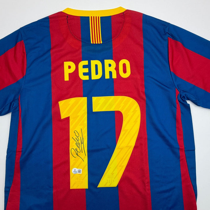 Autographed/Signed Pedro Rodriguez FC Barcelona Soccer Jersey Beckett COA